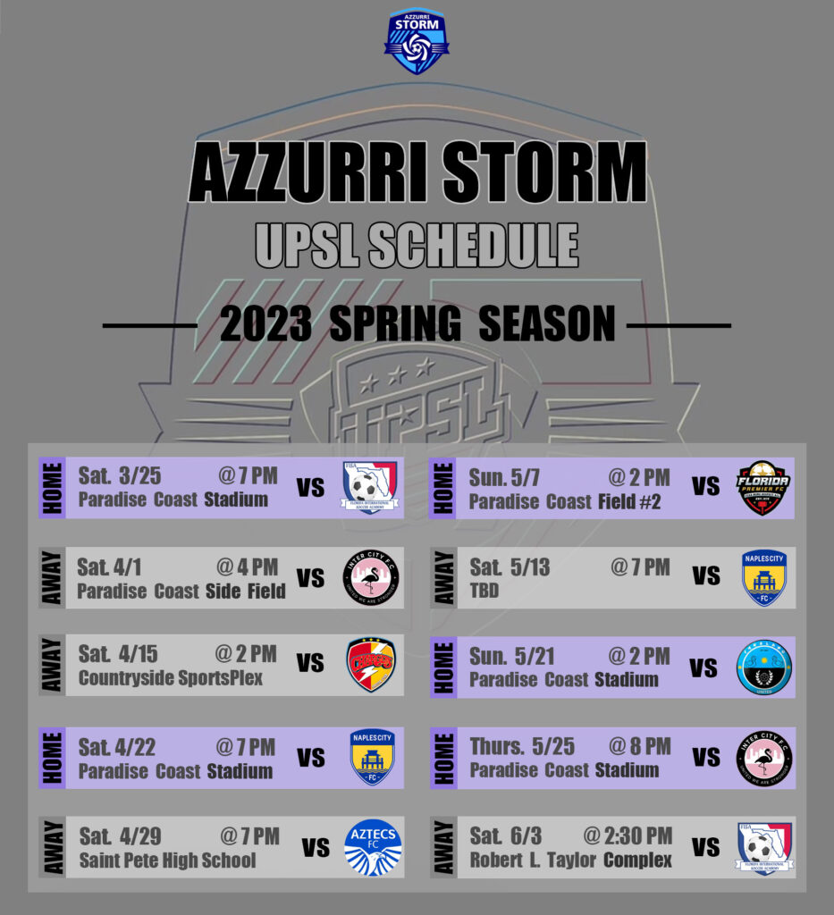 2023 UPSL Spring Schedule