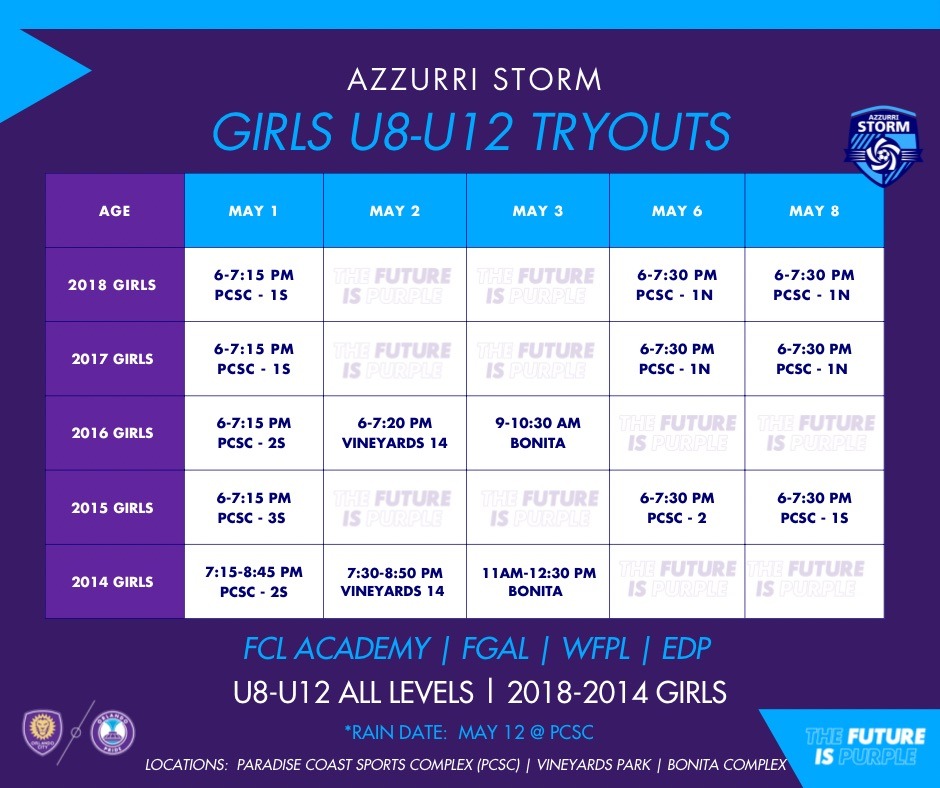 AZZURRI TRYOUT SCHEDULES (Facebook Post) - 2012-2006 BOYS TRYOUTS (202425)