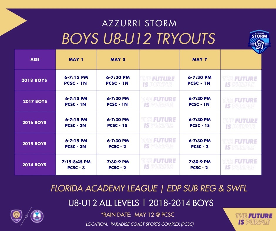 AZZURRI TRYOUT SCHEDULES (Facebook Post) 7